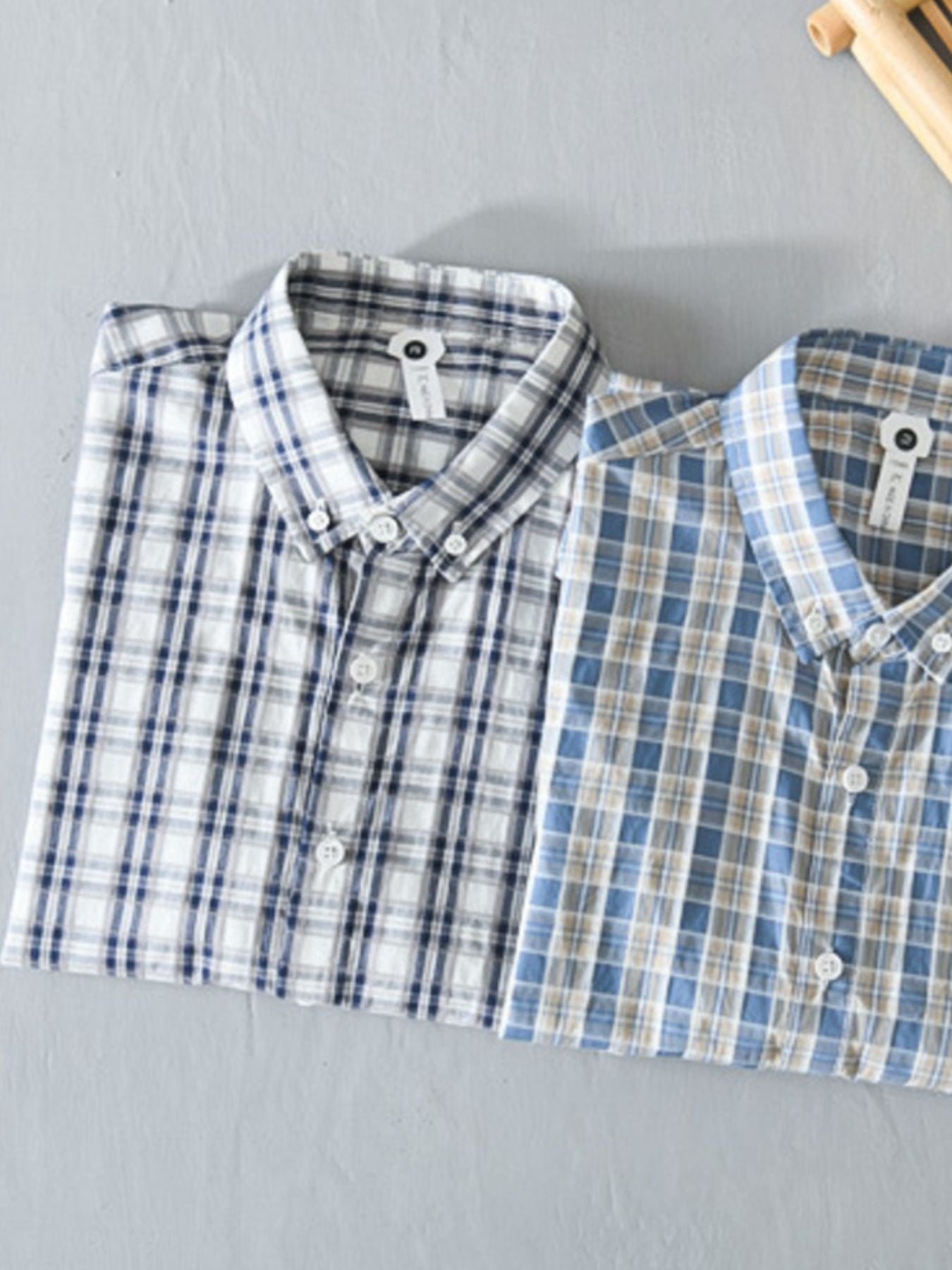 Men's Plus Size Casual Plaid Short Sleeve Shirt - cas7m