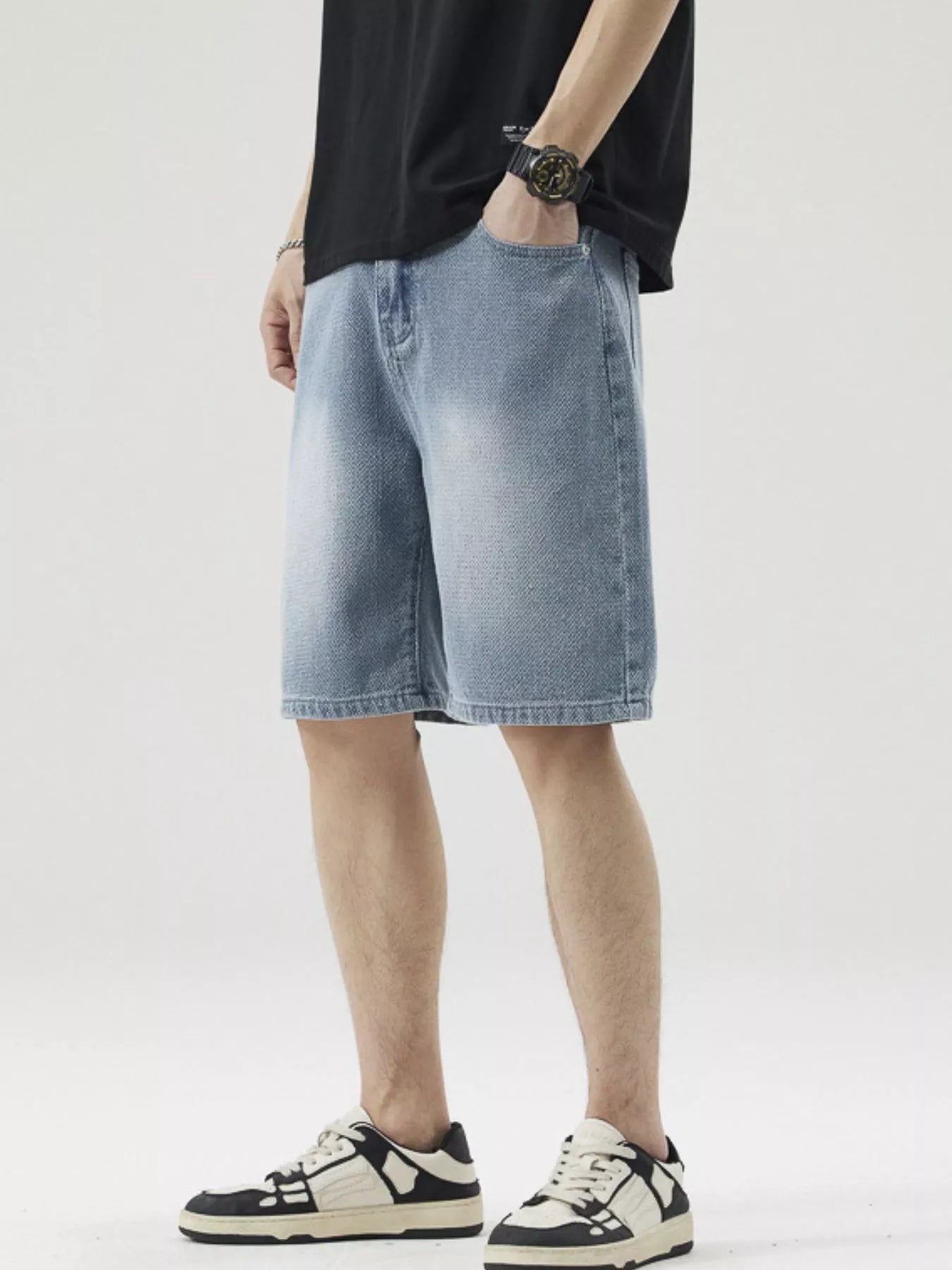 Men's Wide Leg Denim Shorts - cas7m