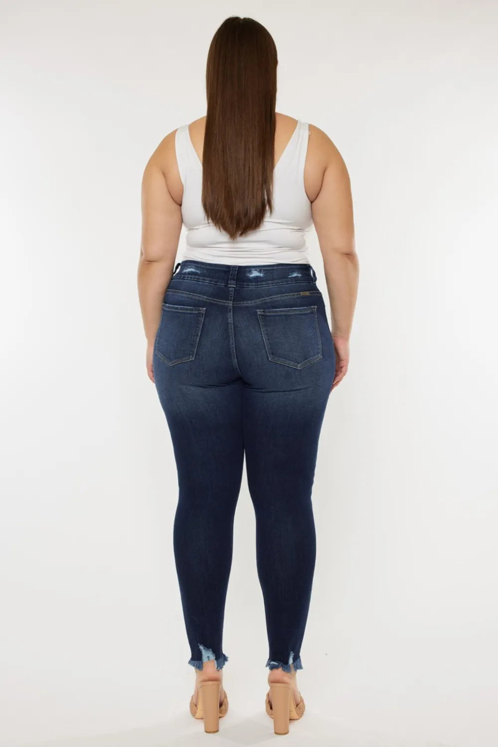 Kancan Full Size Cat's Whiskers Raw Hem High Waist Jeans - cas7m