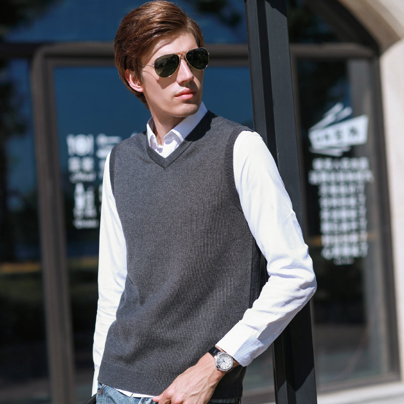 Sleeveless sweater vest vest sweater men - cas7m