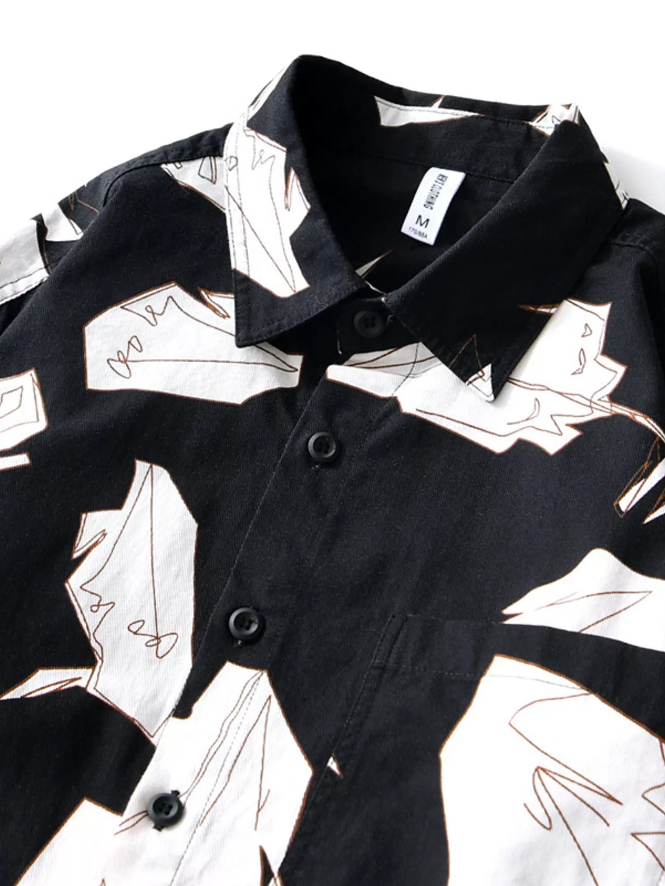 Men's Plus Size Abstract Print Long Sleeve Casual Shirt - cas7m