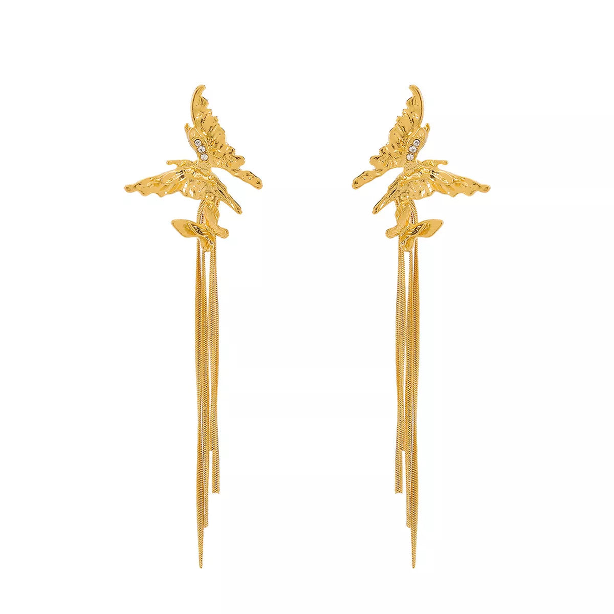 Butterfly Fringe Dangle Earrings - cas7m