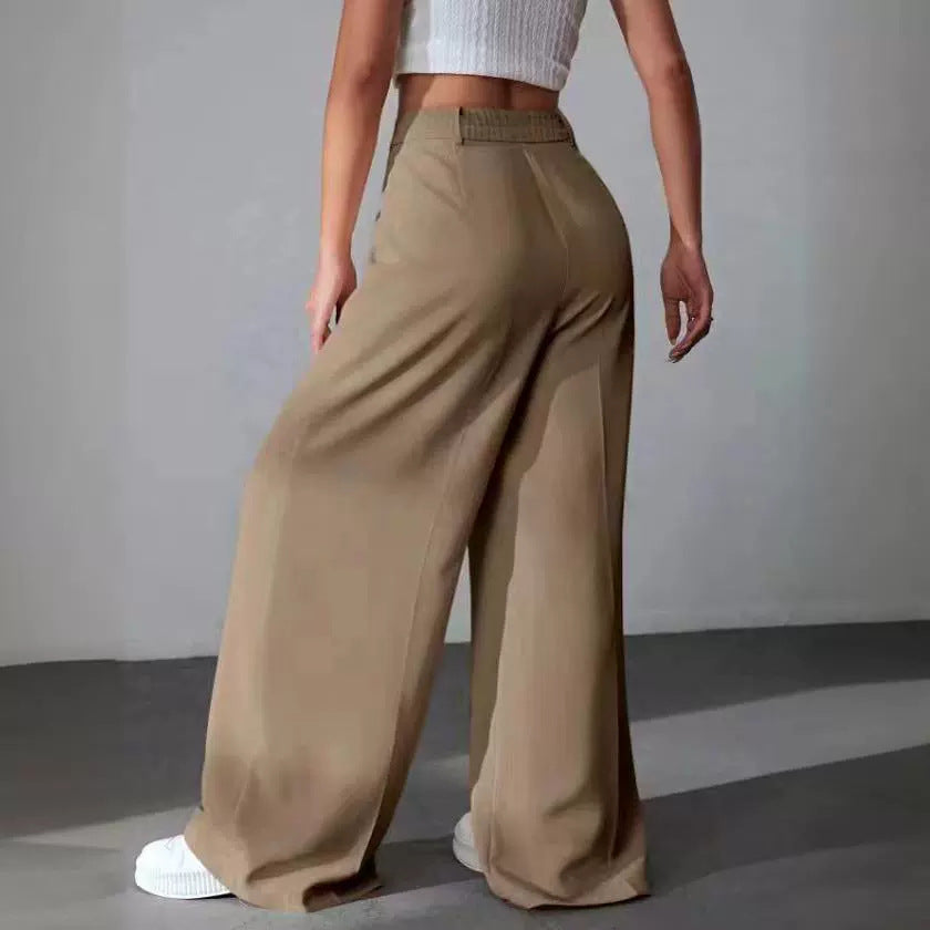 Wide Leg High Waist Slimming Loose Drooping Straight Mop Pants - cas7m