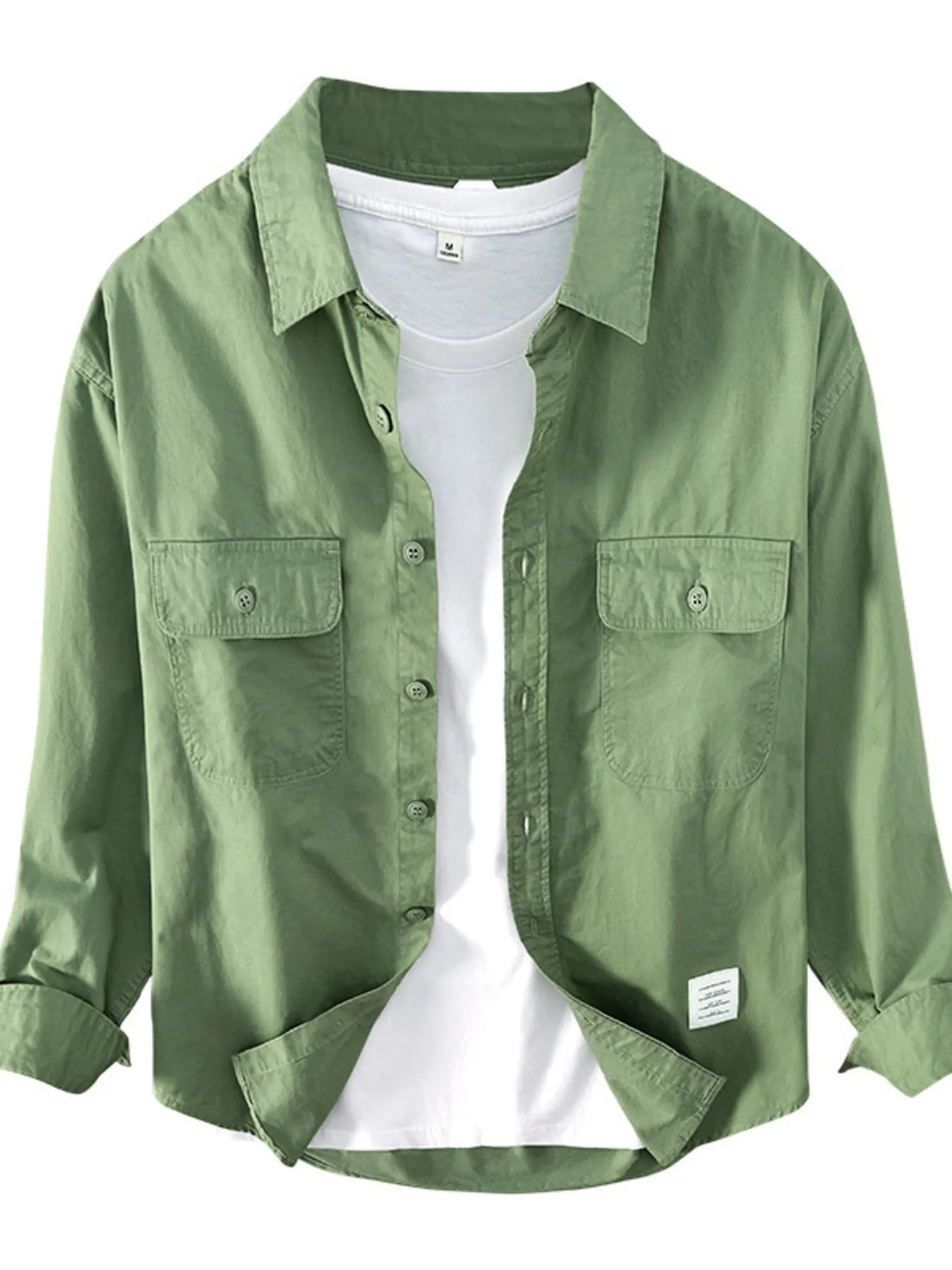 Men's Plus Size Button Up Long Sleeve Shirt - cas7m