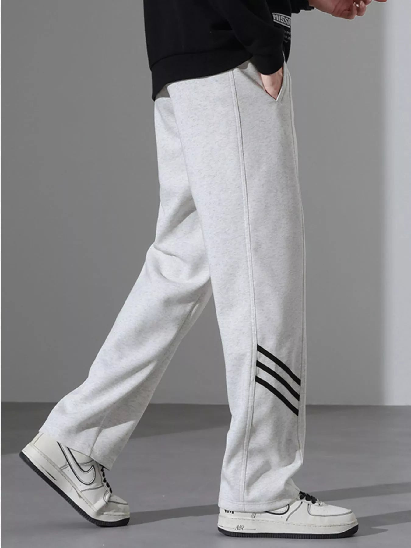 Men's Full Size Casual Loose Fit Sweatpants with Stripes Plus Size - cas7m