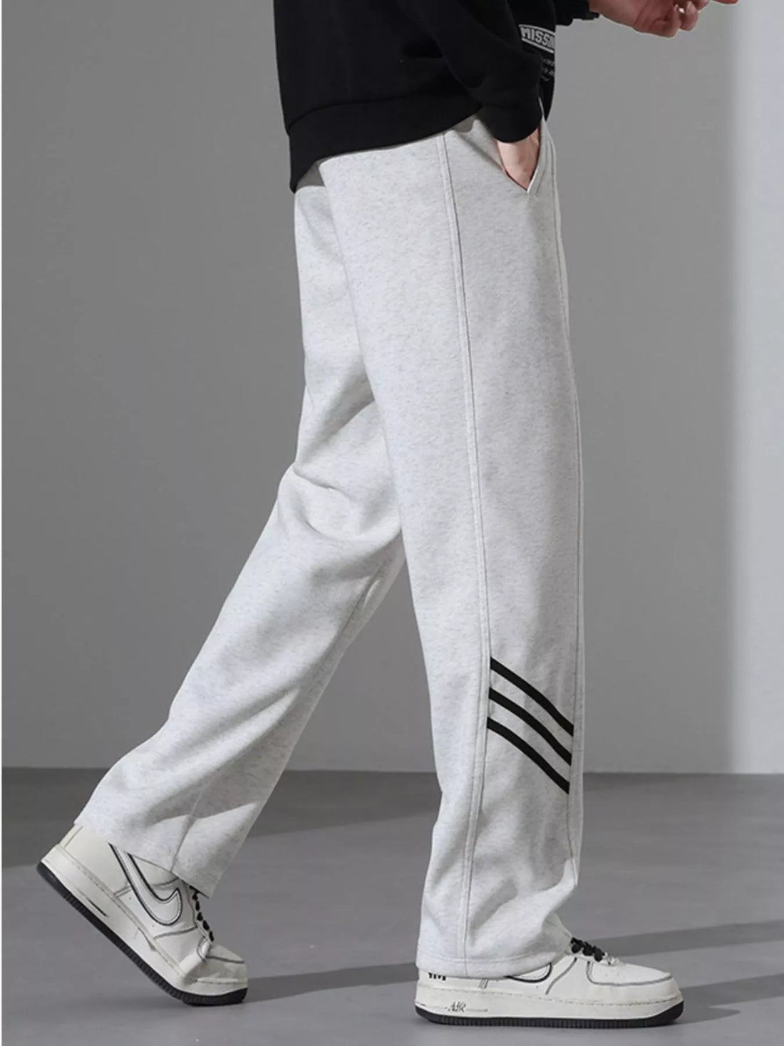 Men's Full Size Casual Loose Fit Sweatpants with Stripes Plus Size - cas7m
