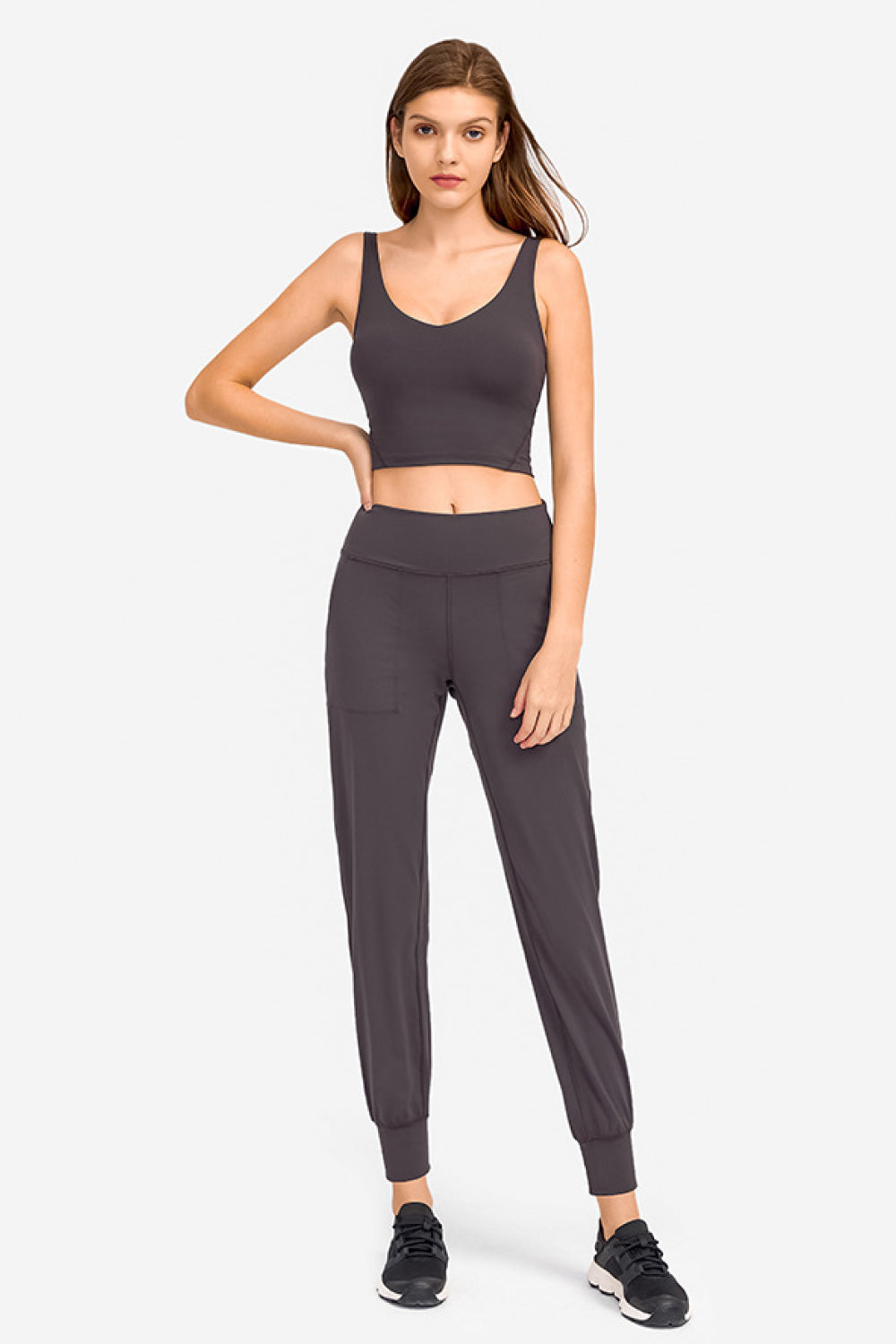Millennia Deep V-Neck Crop Sports Bra - cas7m