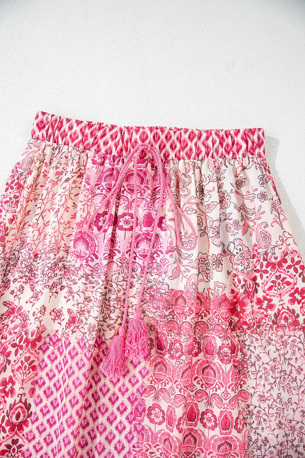 Printed Tassel Drawstring High Waist Maxi Skirt - cas7m