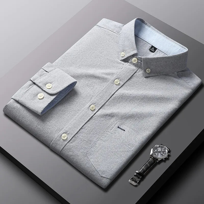 Men's Plus Size Button Down Long Sleeve Shirt - cas7m