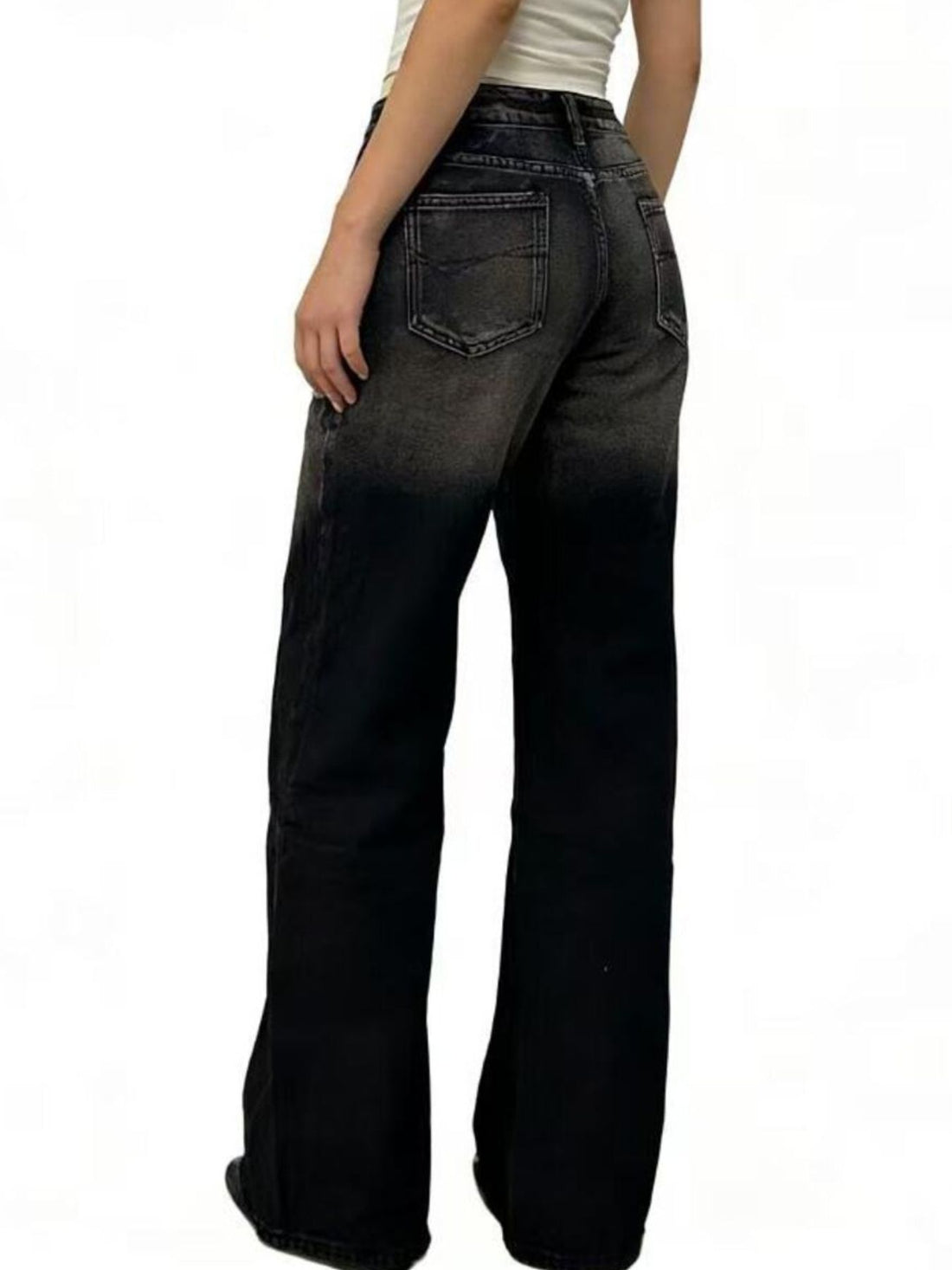 Washed Wide Leg Jeans - cas7m
