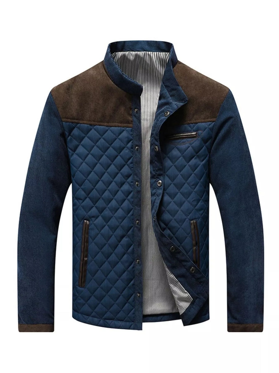 Men's Full Size Quilted Snap Down Jacket Plus Size - cas7m