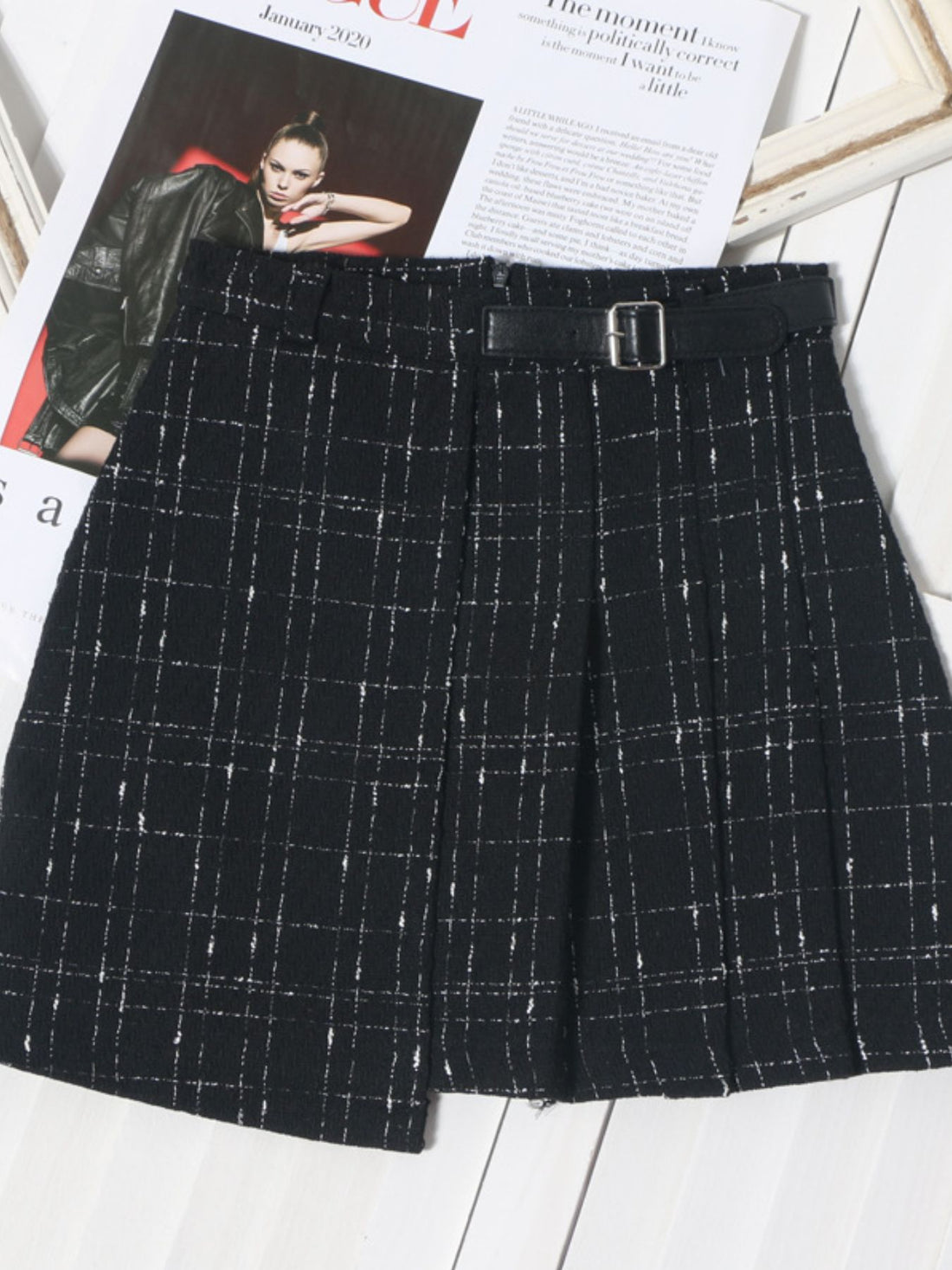 Pleated Plaid Mini Skirt - cas7m