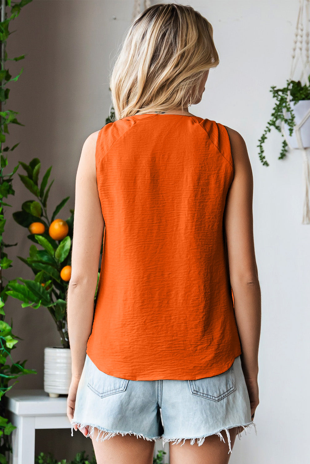 Knot Detail V-Neck Tank - cas7m