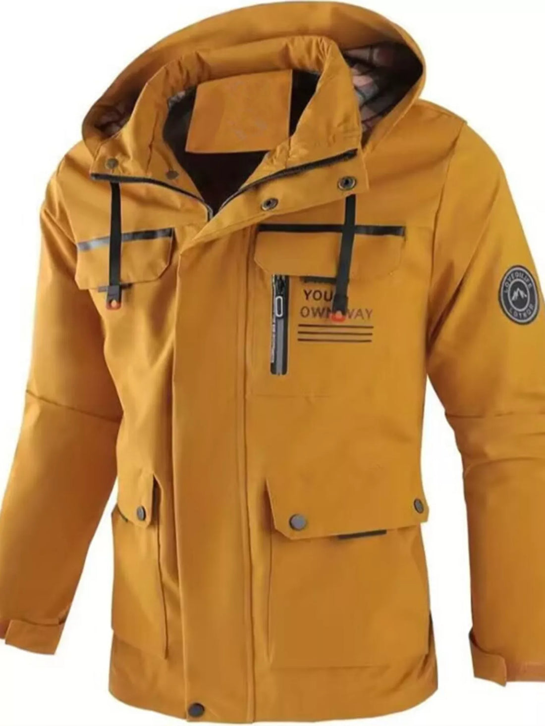 Men's Plus Size Hooded Outdoor Windproof Coat - cas7m