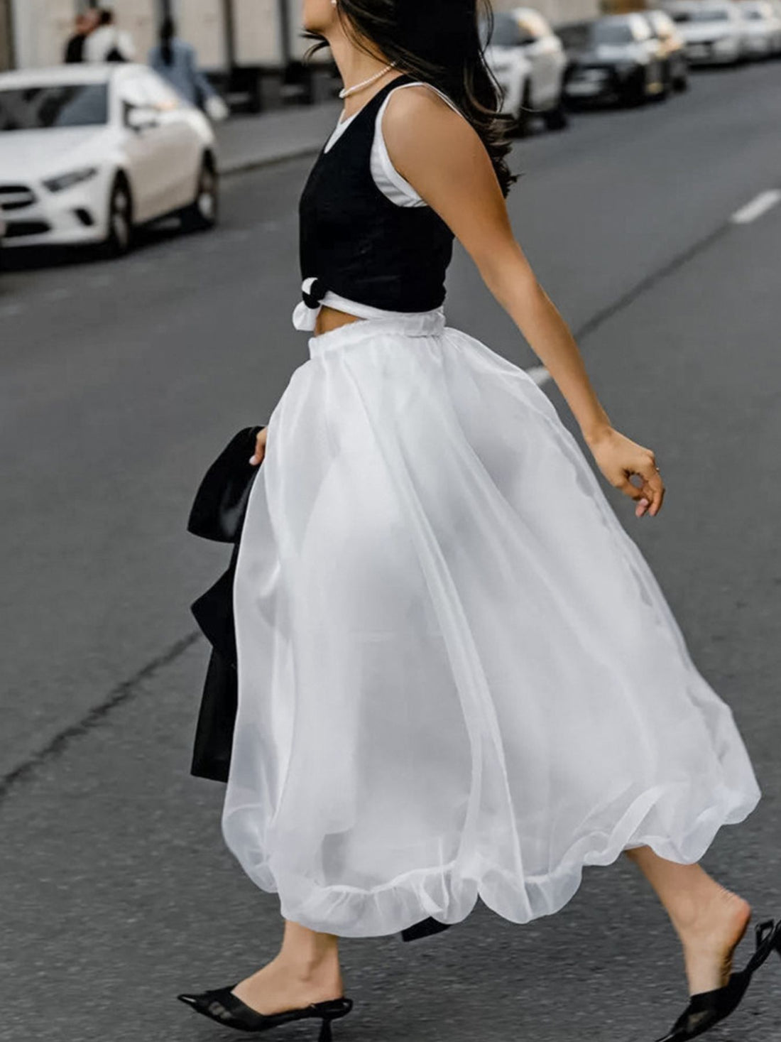 Elastic Waist Flowy Skirt - cas7m