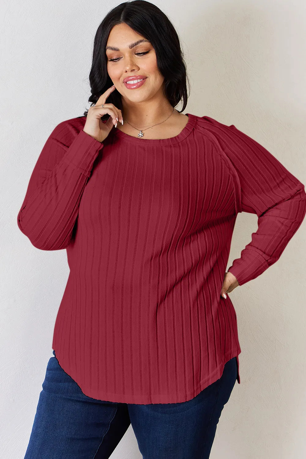 Ribbed Basic Stretch Top – Versatile & Comfy Poly Blend - cas7m