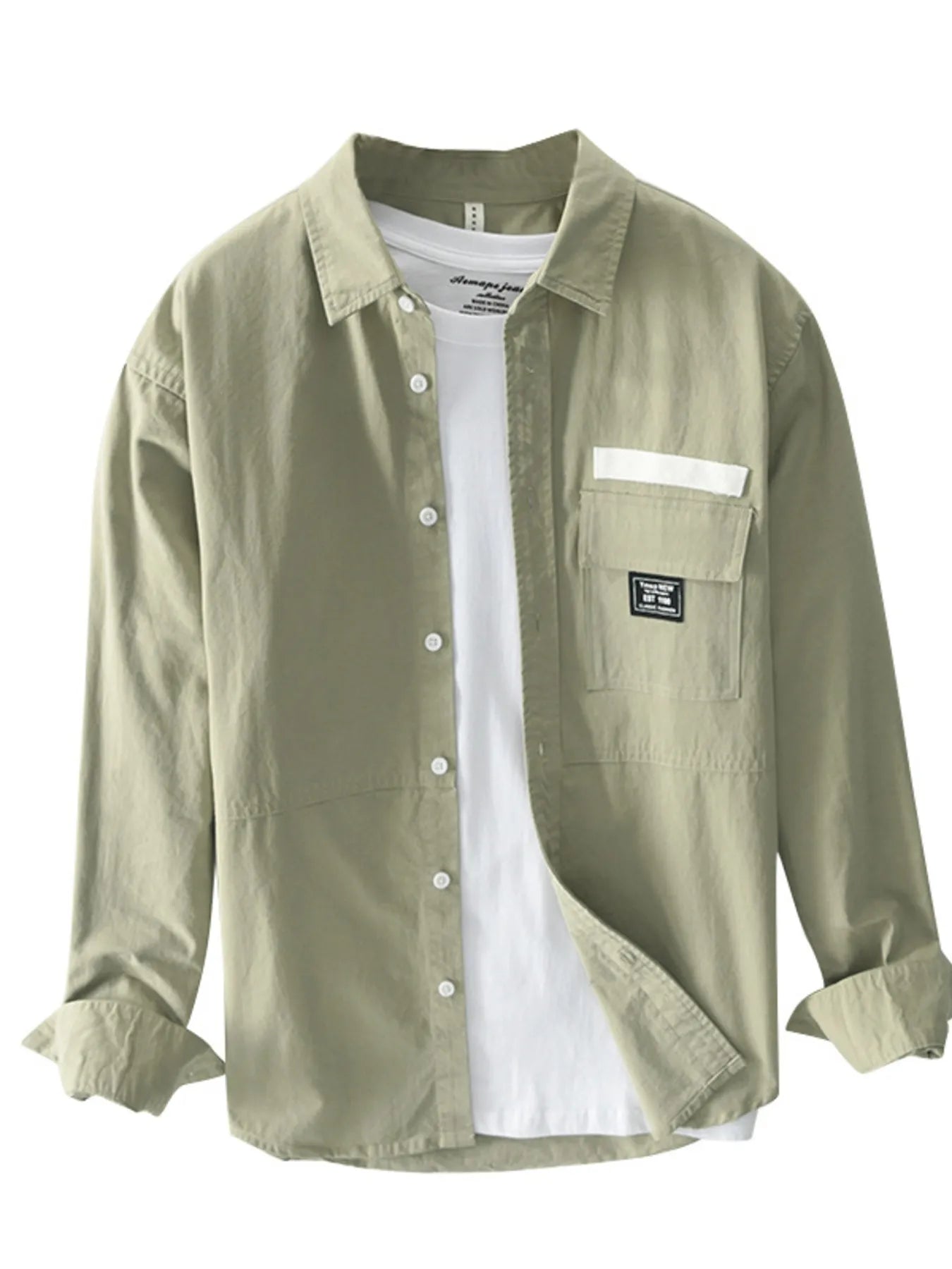 Men's Plus Size Button Up Long Sleeve Shirt - cas7m