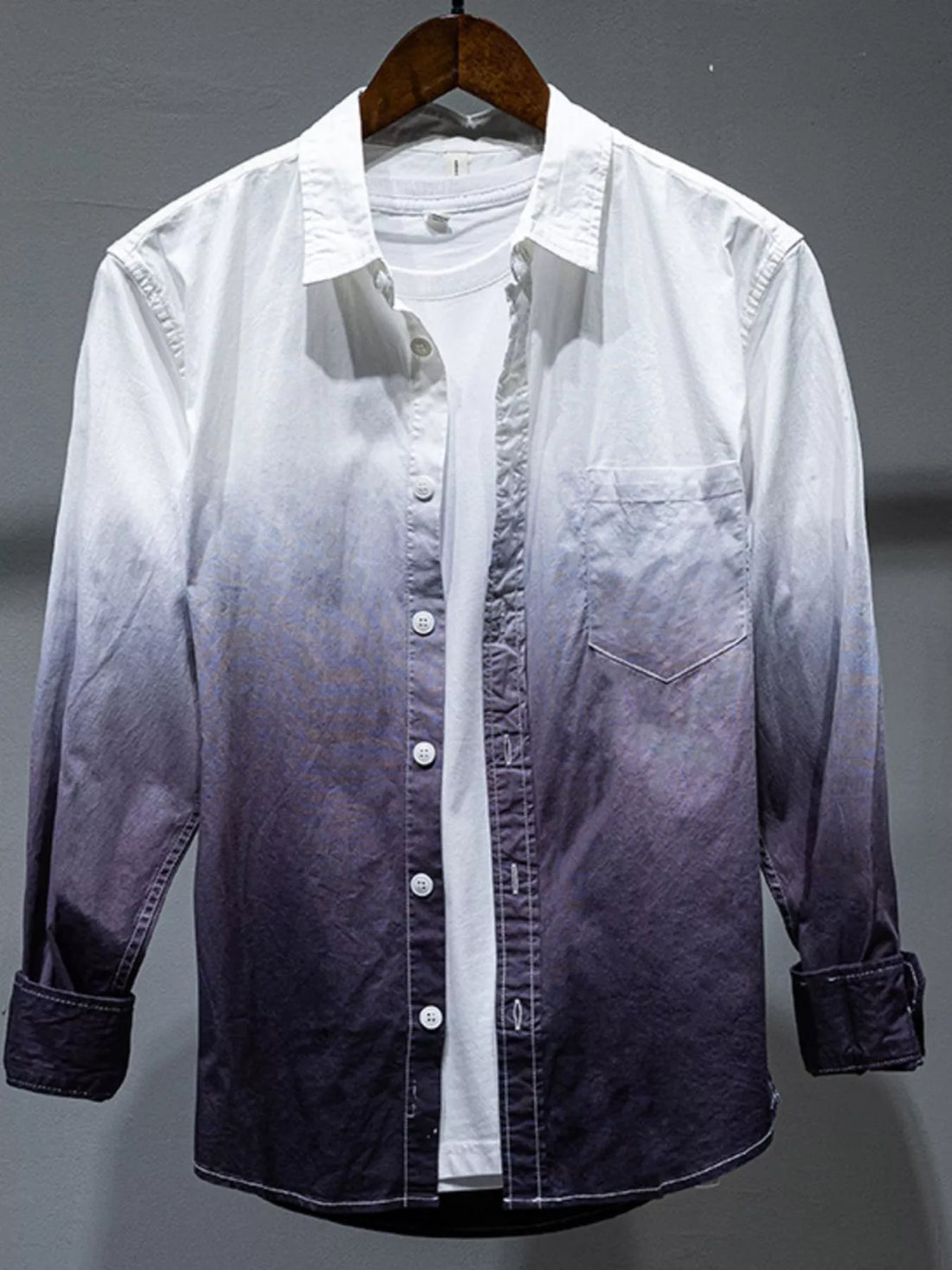Men's Plus Size Gradient Long Sleeve Shirt - cas7m