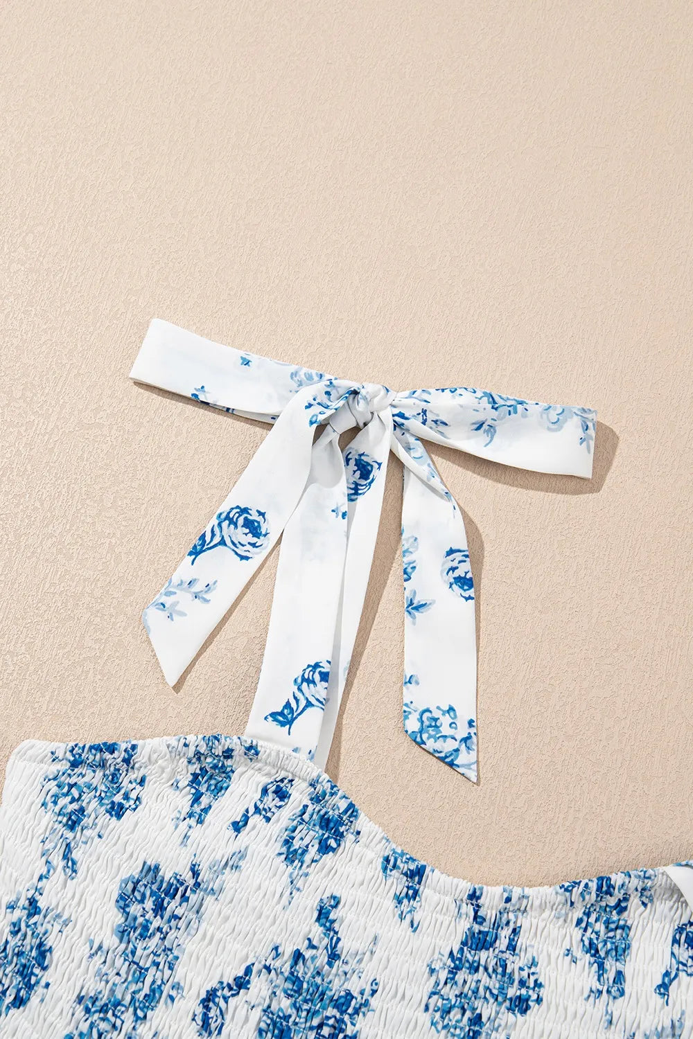 Printed Tie Shoulder Dress - cas7m