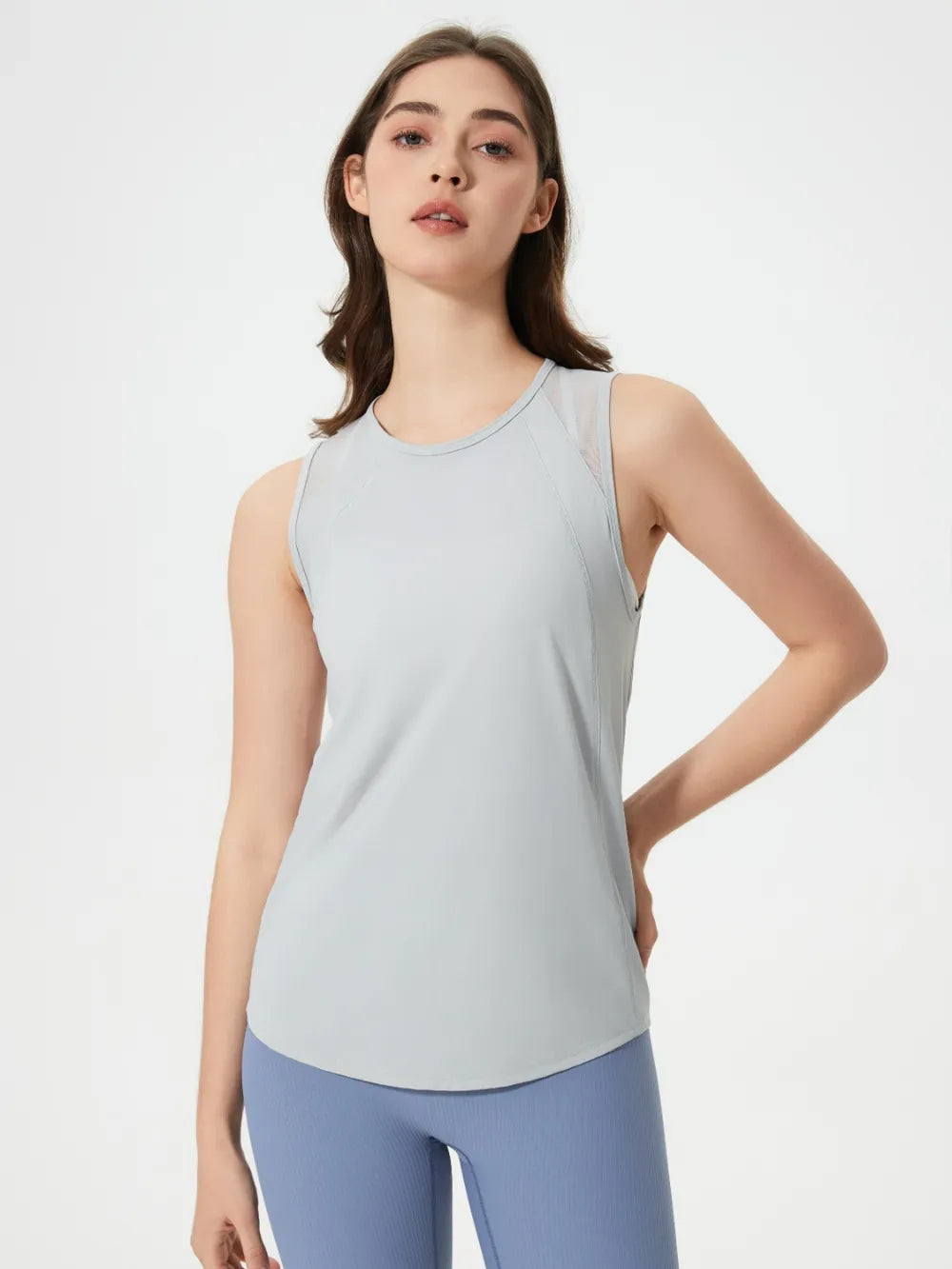 Millennia Cutout Back Round Neck Active Tank - cas7m