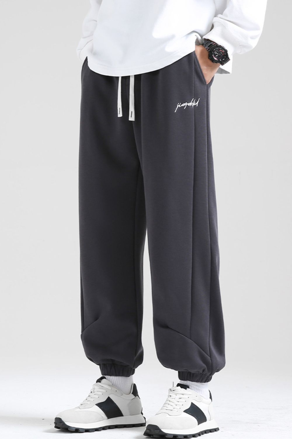 Men's Plus Size Casual Loose Fit Drawstring Sweatpants - cas7m