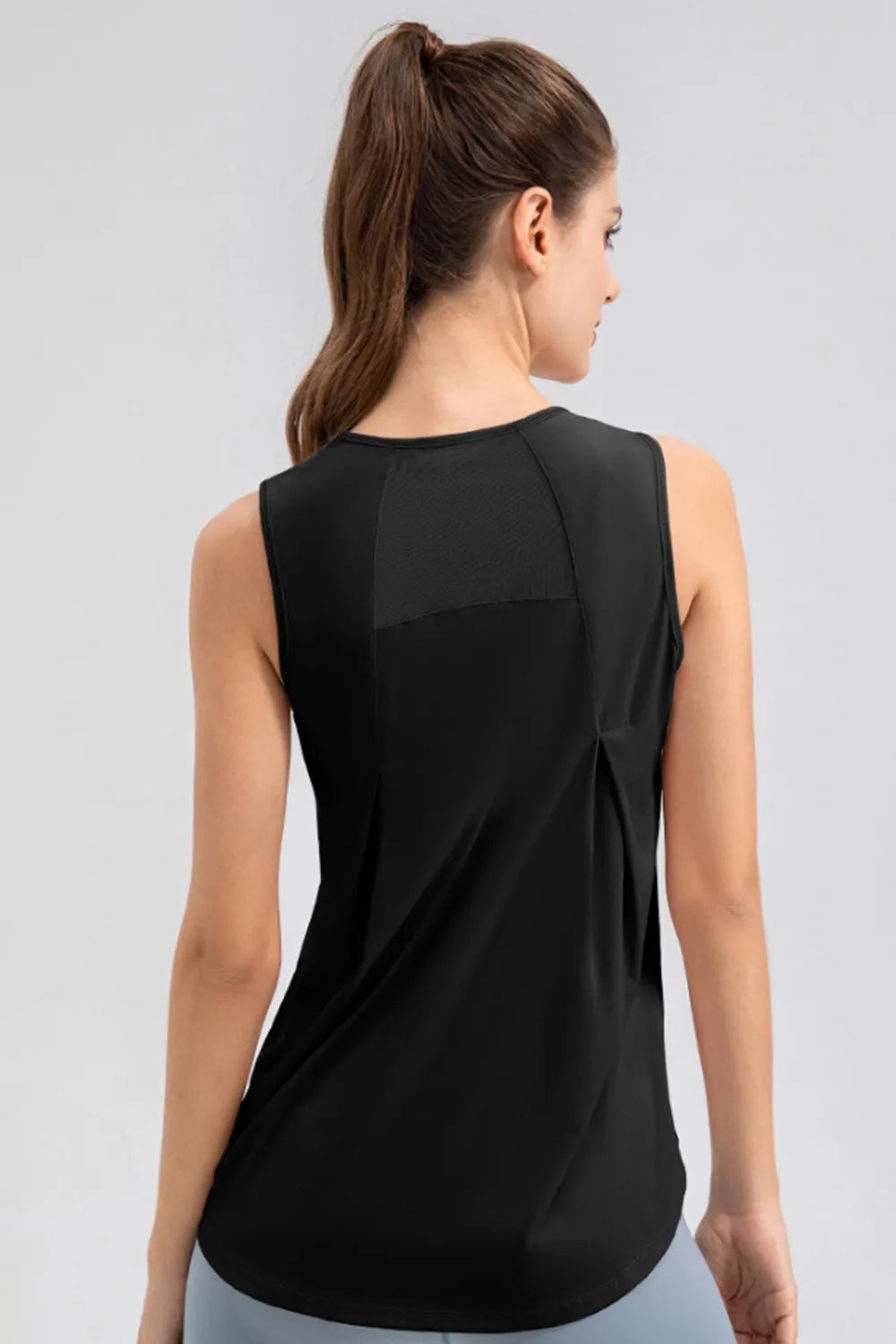 Round Neck Wide strap Active Tank - cas7m