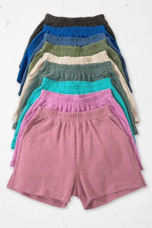 Zenana Cotton Slub Short Pants - cas7m