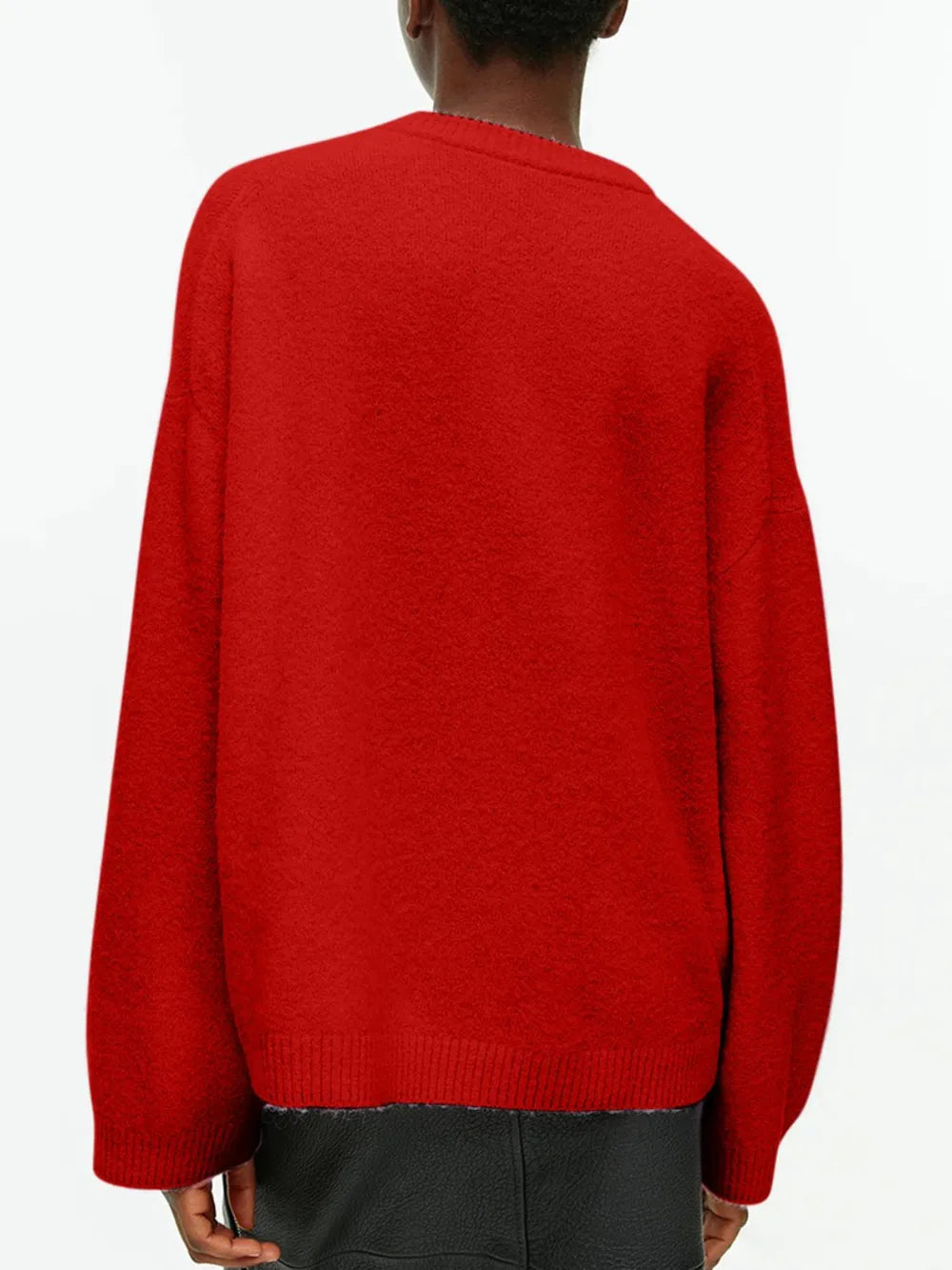Round Neck Drop Shoulder Sweater - cas7m