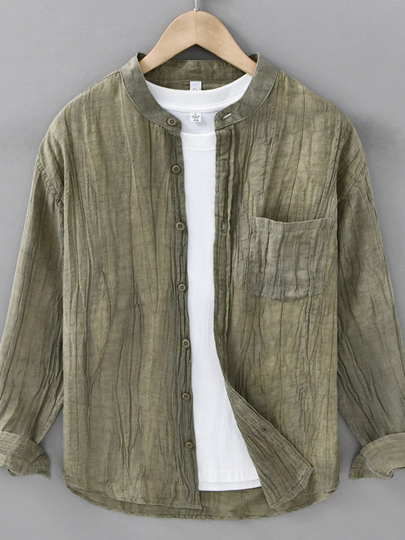 Men's Plus Size Button Up Long Sleeve Shirt - cas7m
