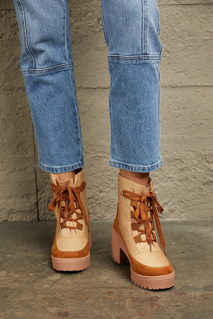 East Lion Corp Lace Up Lug Booties - cas7m