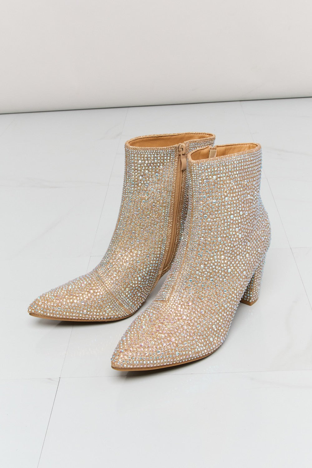Forever Link Rhinestone Pointed Toe Booties - cas7m