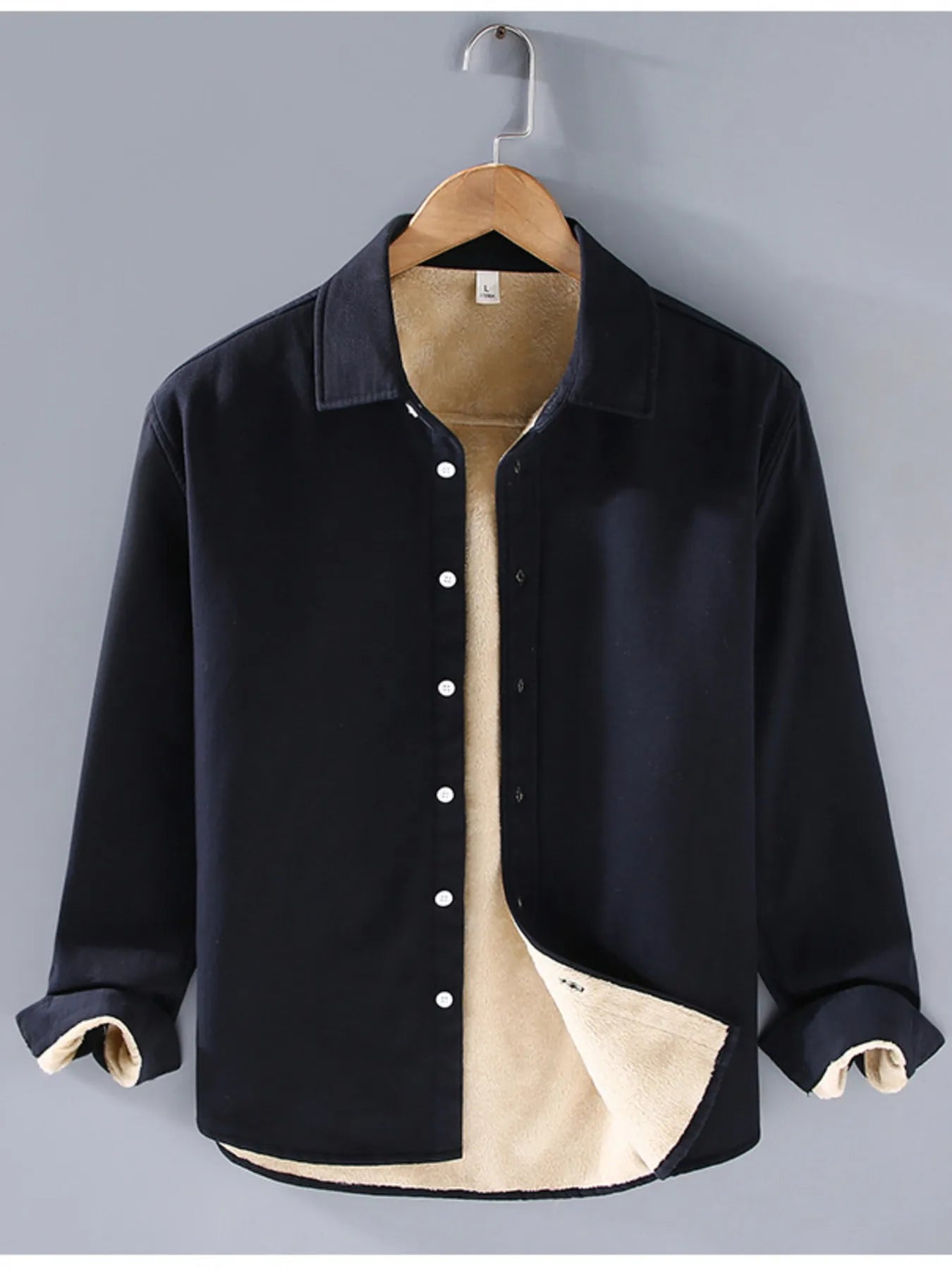 Men's Plus Size Button Up Long Sleeve Shirt - cas7m