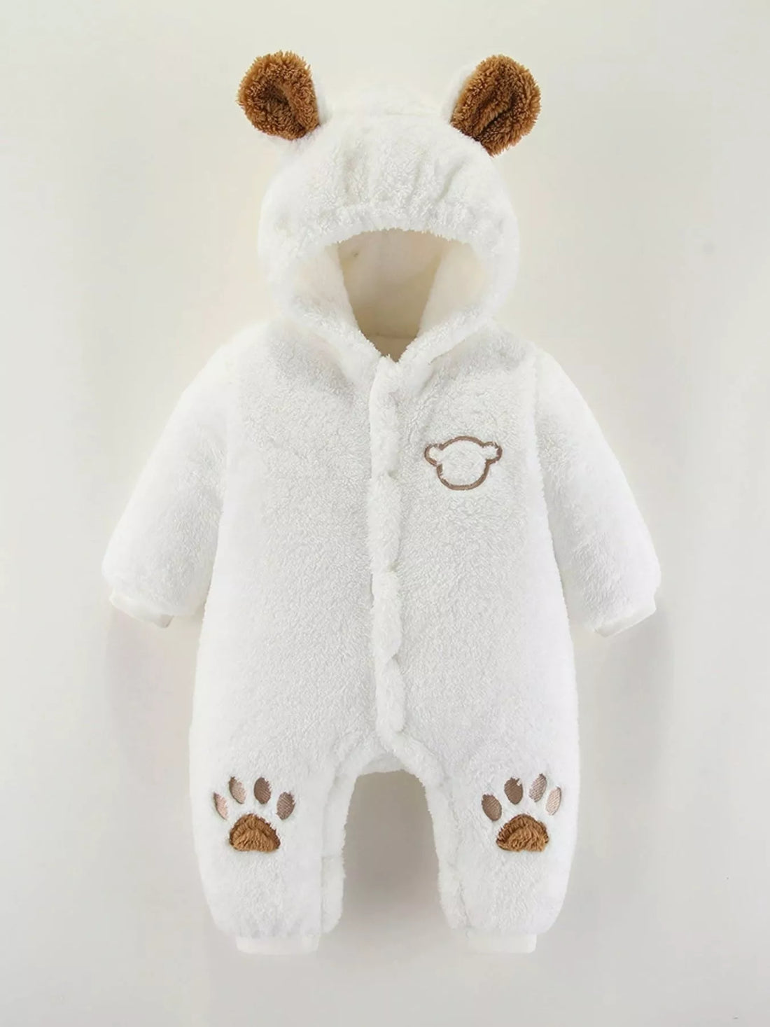 Children's Cozy Bear Hooded Fleece One-Piece - cas7m