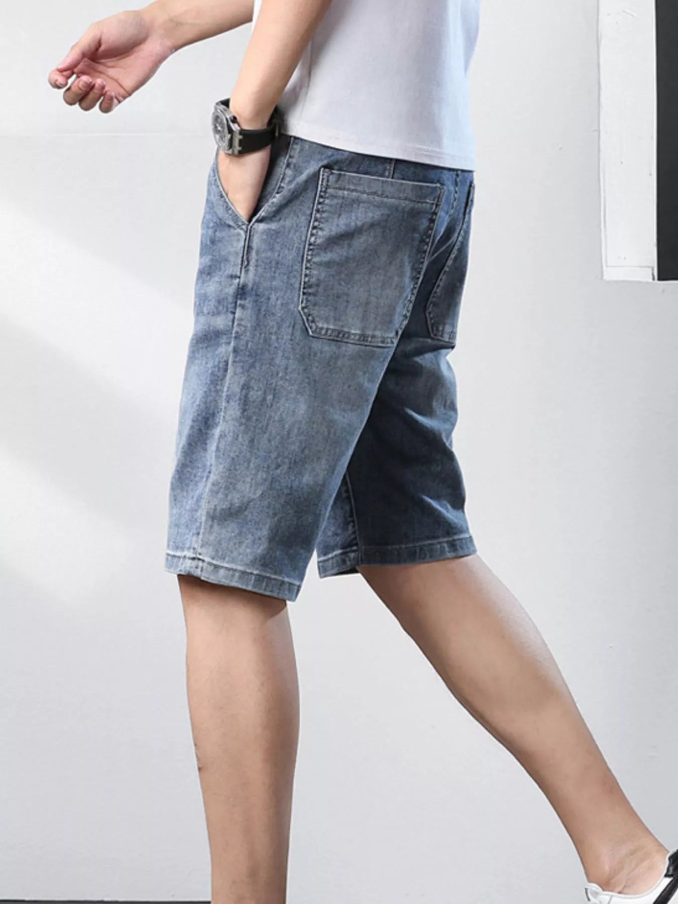 Men's Casual Drawstring Denim Shorts - cas7m