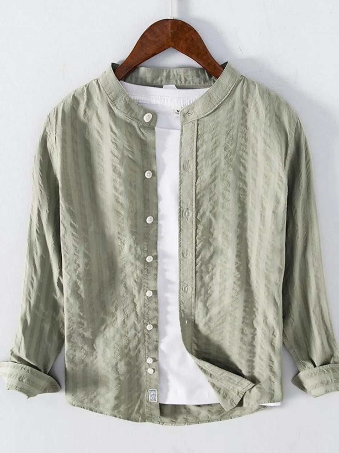 Men's Plus Size Button Up Long Sleeve Shirt - cas7m