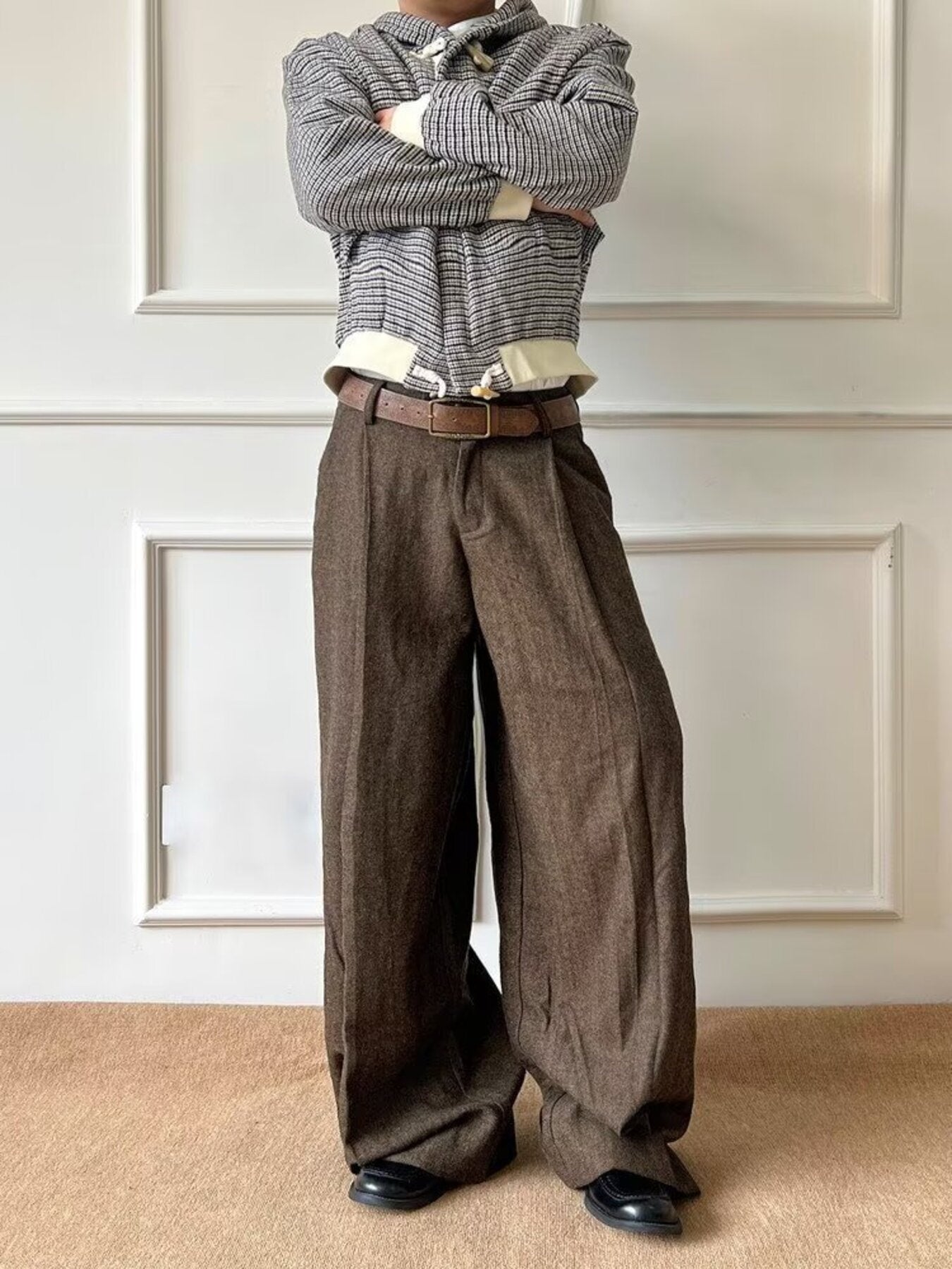 Men's Plus Size Wide Leg Pants with Pockets - cas7m