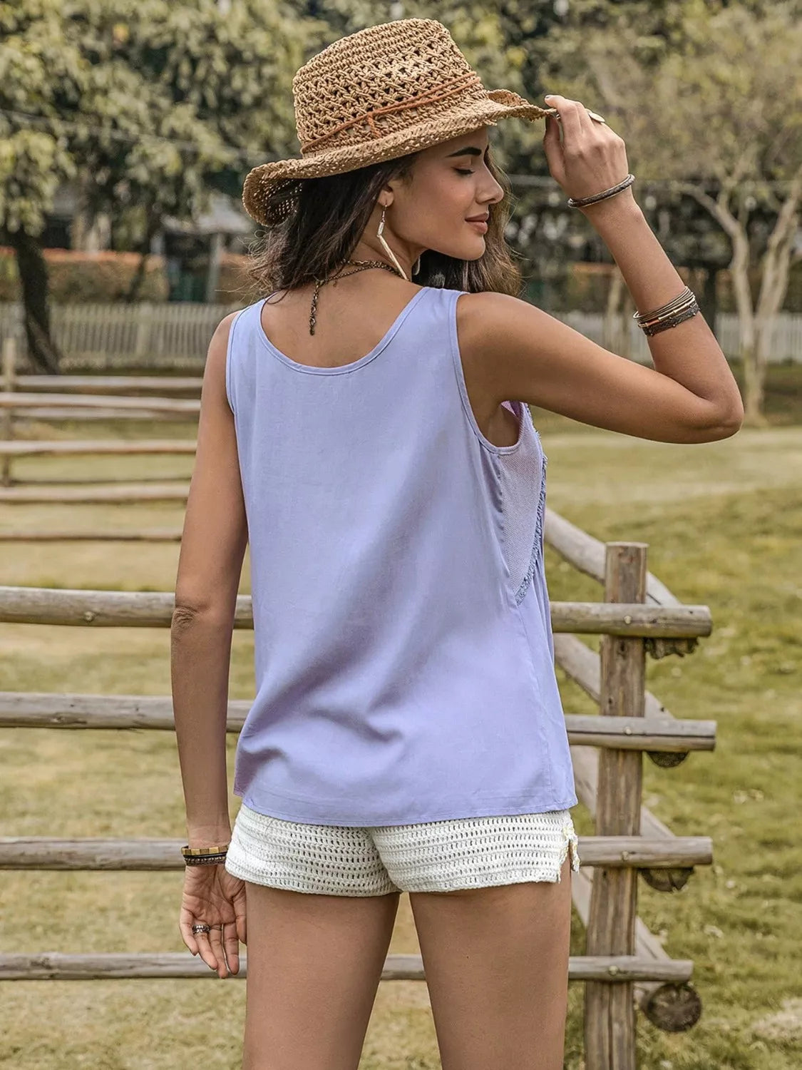 Scoop Neck Wide Strap Tank - cas7m
