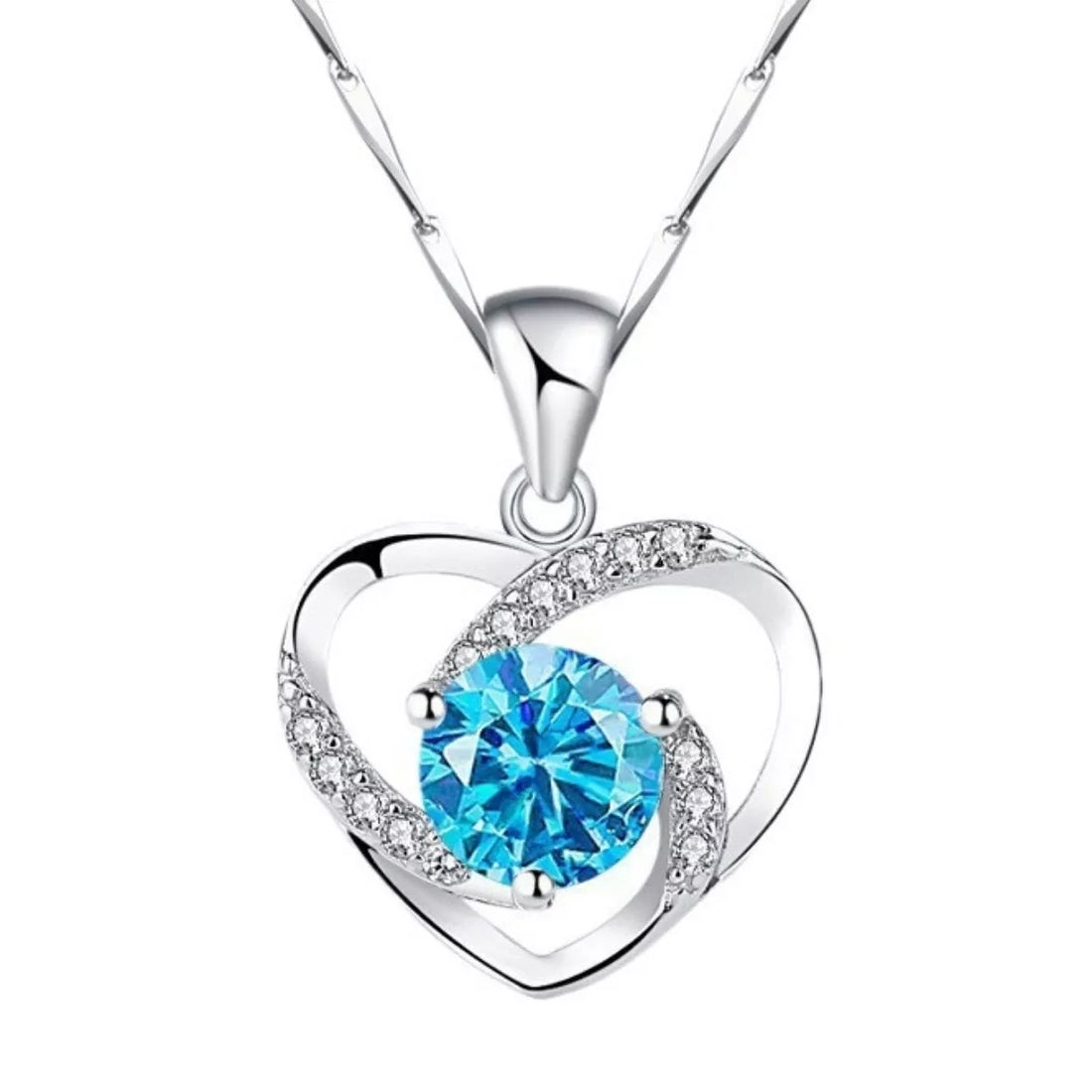 925 Sterling Silver Zircon Heart Necklace - cas7m