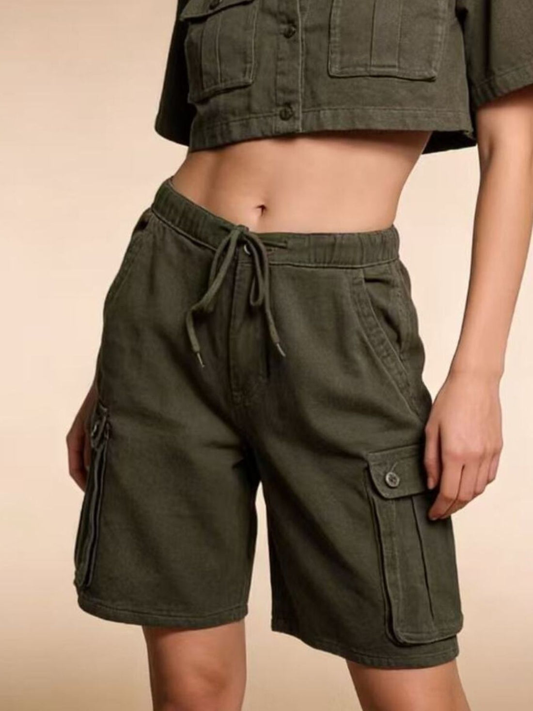 Cargo Shorts with Drawstring - cas7m