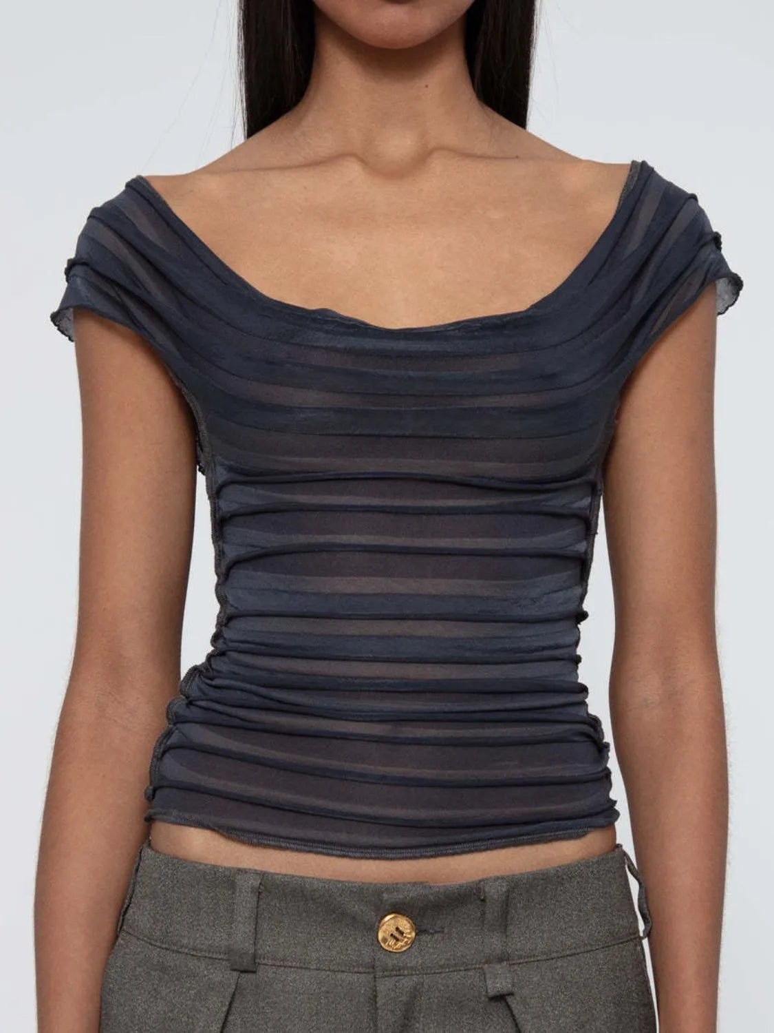 Ruched Solid Tank - cas7m