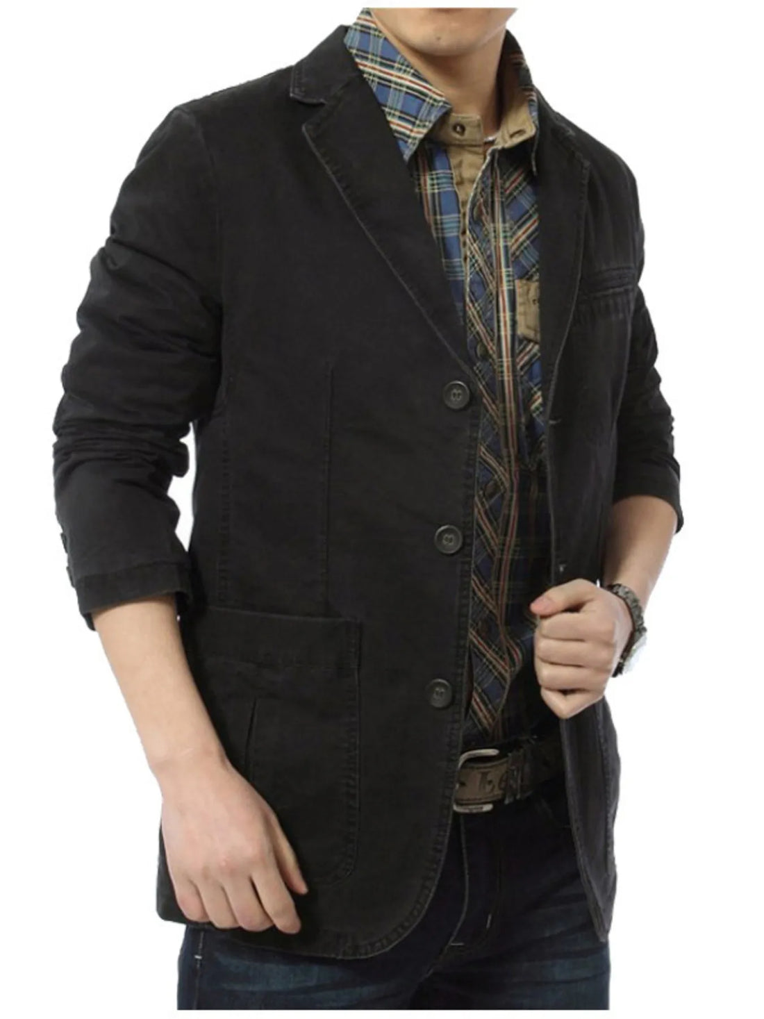 Men's Plus Size Lapel Collar Button Up Blazer - cas7m