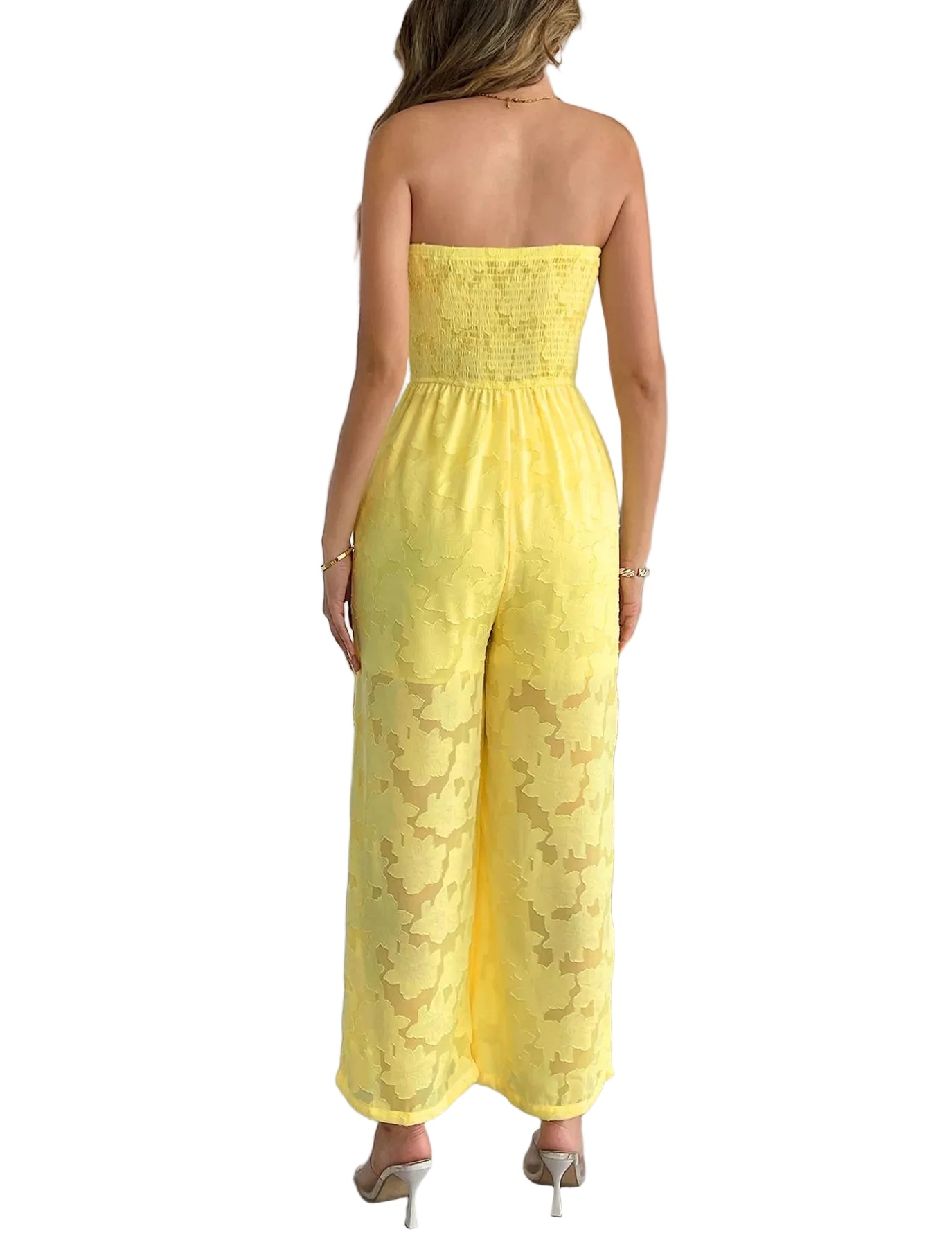 Lace Smocked Tube Jumpsuit - cas7m