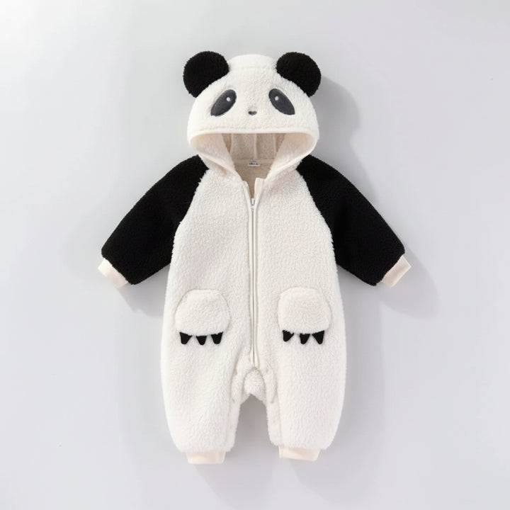 Children's Animal Plush Hooded One-Piece Jumpsuit - cas7m