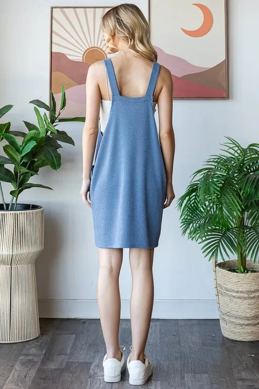Heimish Full Size Ribbed Sleeveless Mini Tank Dress Plus Size - cas7m