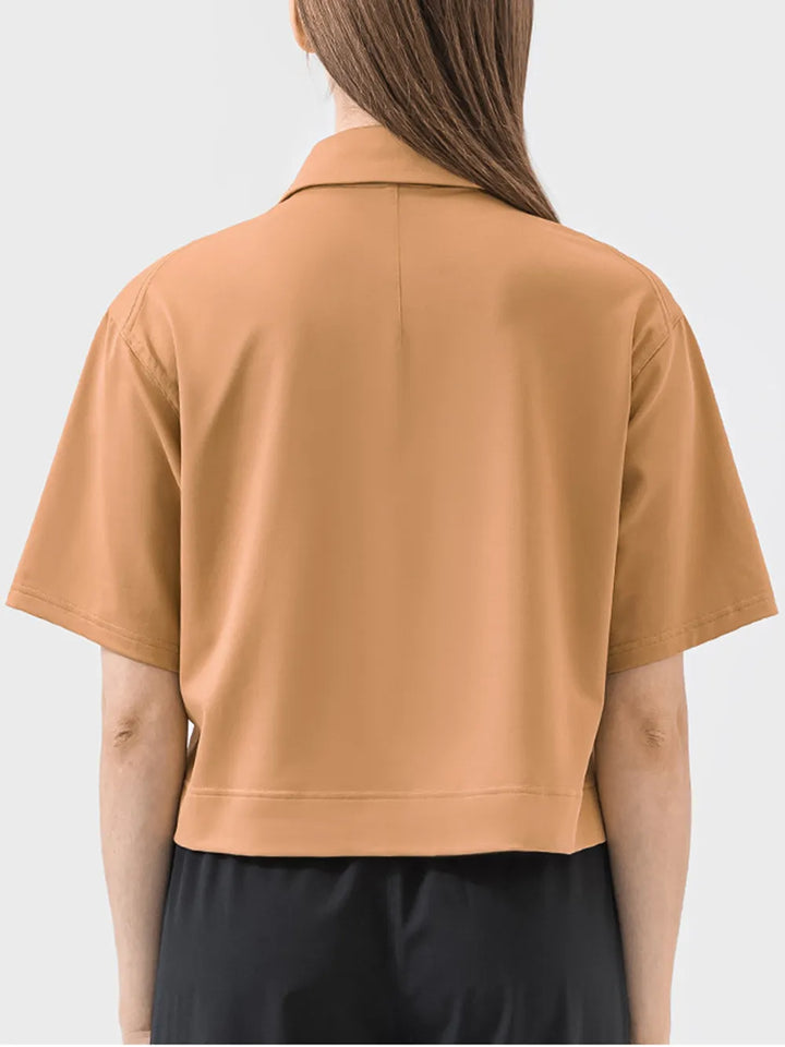 Millennia Half Button Short Sleeve Active T-Shirt - cas7m