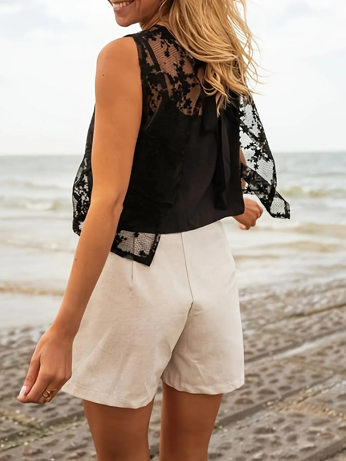 Lace Tie Back Tank - cas7m