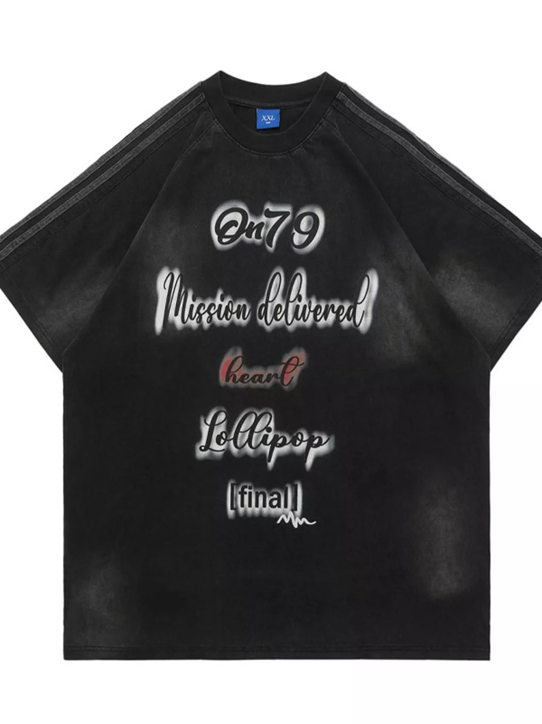 Men's Letter Round Neck Oversized T-Shirt - cas7m