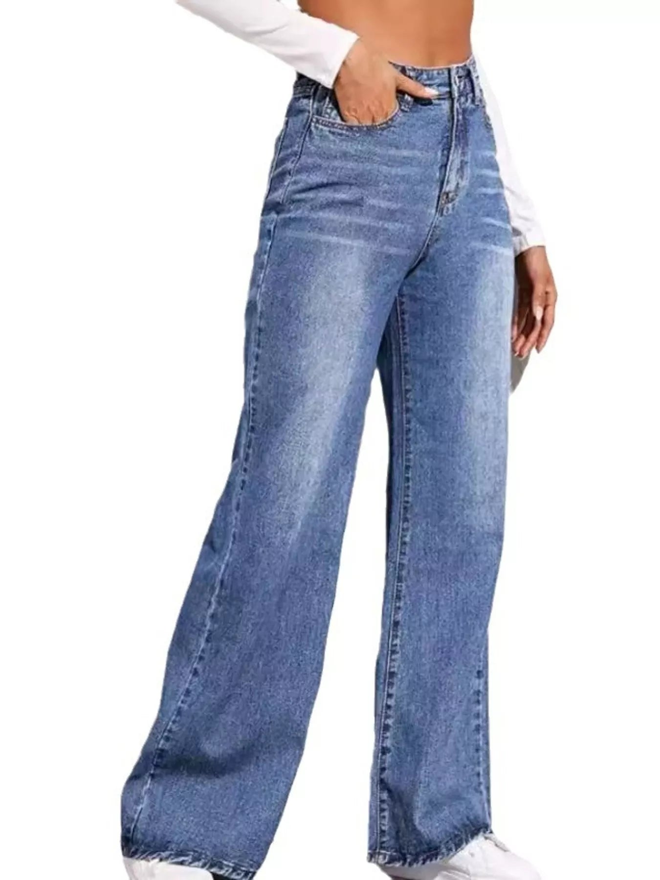 High-Waisted Wide Leg Jeans - cas7m