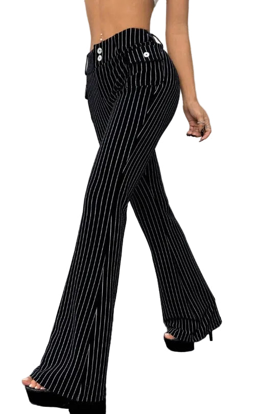 Low-Rise Double-Button Pinstripe Pants - cas7m