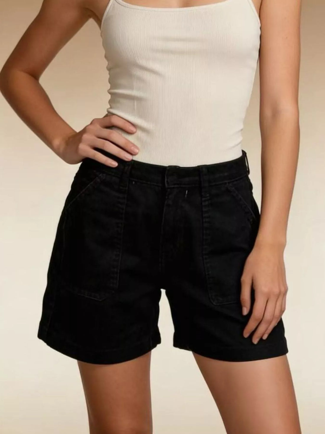 Pocketed Denim Shorts - cas7m
